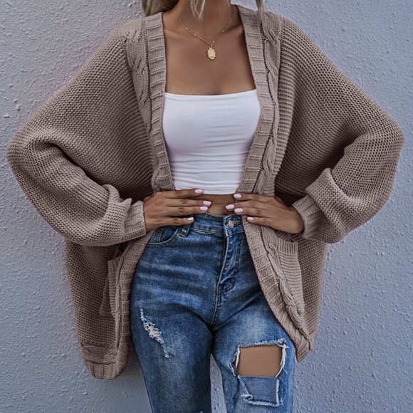 Cozy  Chunky Knit Oversized Open Front Cardigan - Picture 4 of 7